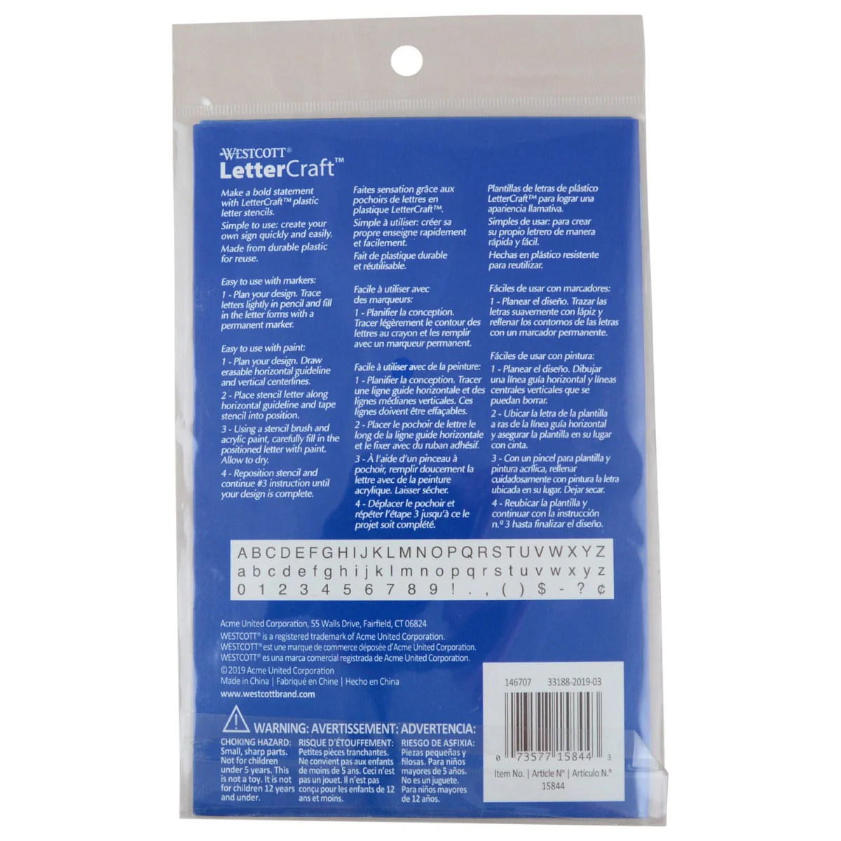 Westcott LetterCraft 3/4" and 1" Stencil, Helvetica Font (15844) - Image 3
