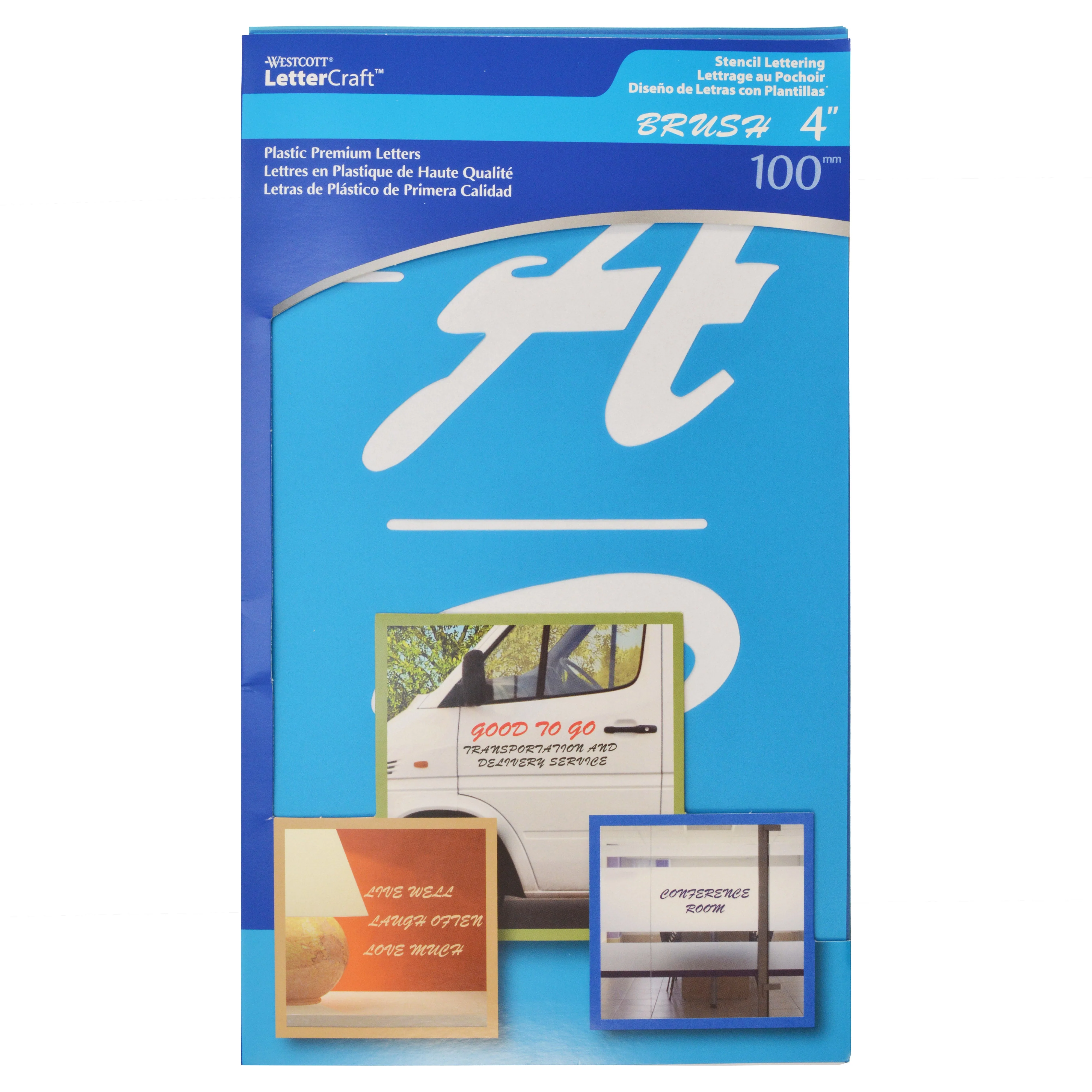 Westcott LetterCraft 4" Lettering Stencil, Brush (15938) - Image 3