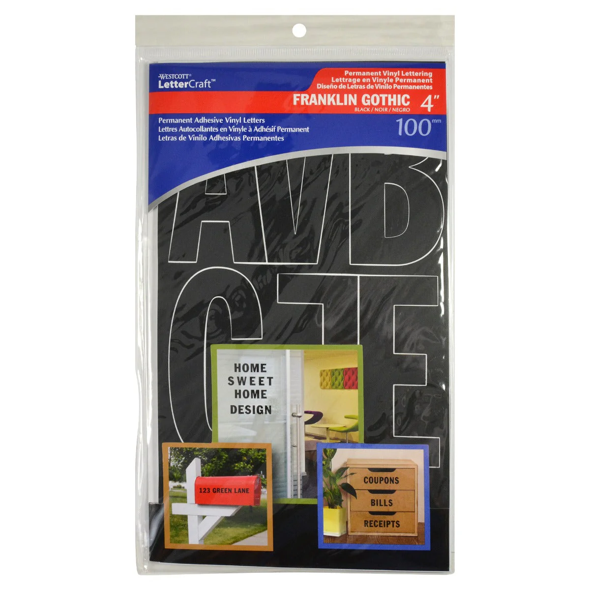 Westcott LetterCraft Permanent Vinyl Lettering Franklin Gothic 4-Inch, Black (15854) - Image 4