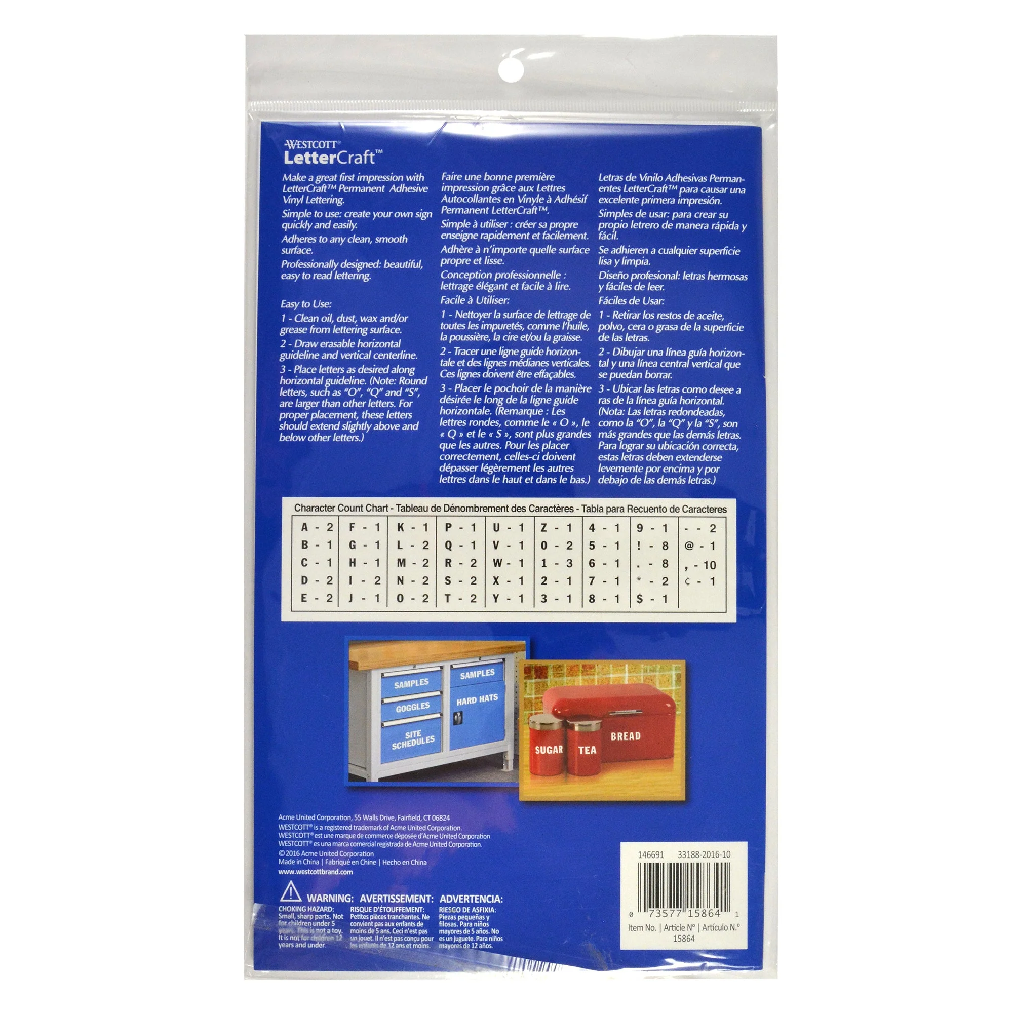 Westcott LetterCraft Permanent Vinyl Lettering Franklin Gothic 4-Inch, White (15864) - Image 4