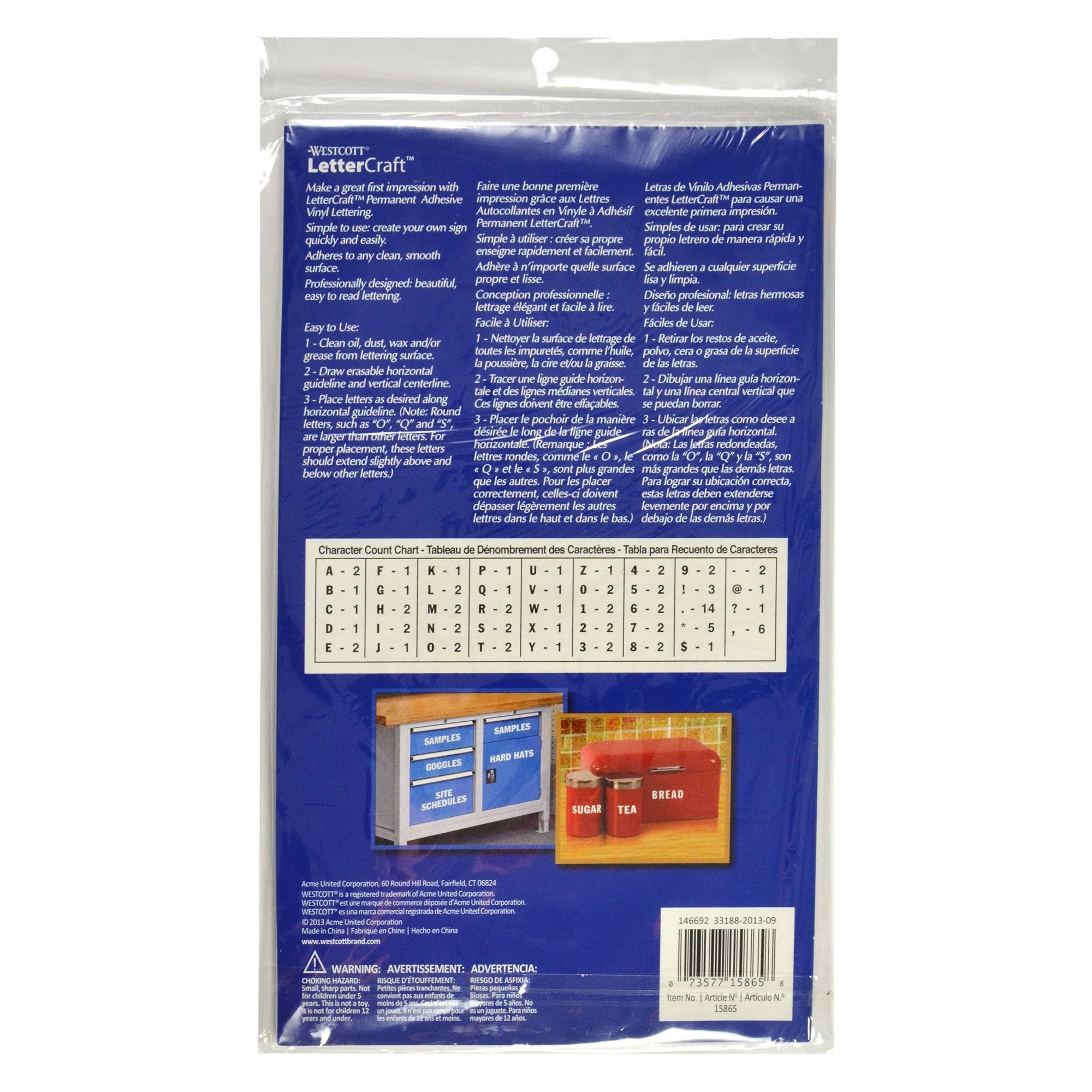 Westcott LetterCraft Permanent Vinyl Lettering Franklin Gothic 6-Inch, White (15865) - Image 3