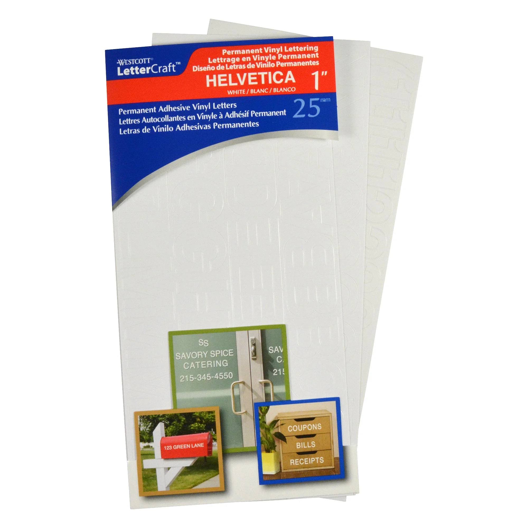 Westcott LetterCraft Permanent Vinyl Lettering Helvetica 1-Inch, White (15861) - Image 2