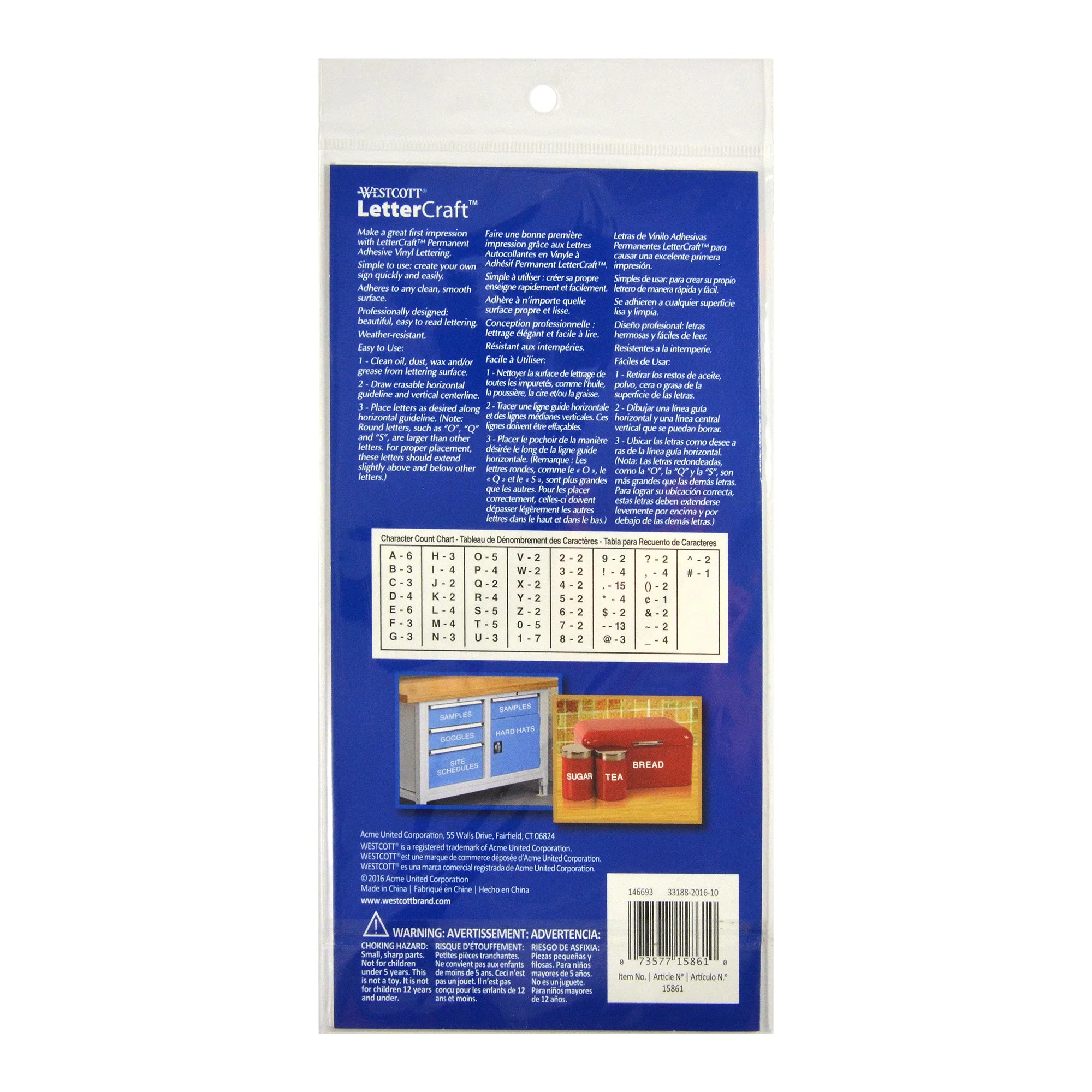 Westcott LetterCraft Permanent Vinyl Lettering Helvetica 1-Inch, White (15861) - Image 4