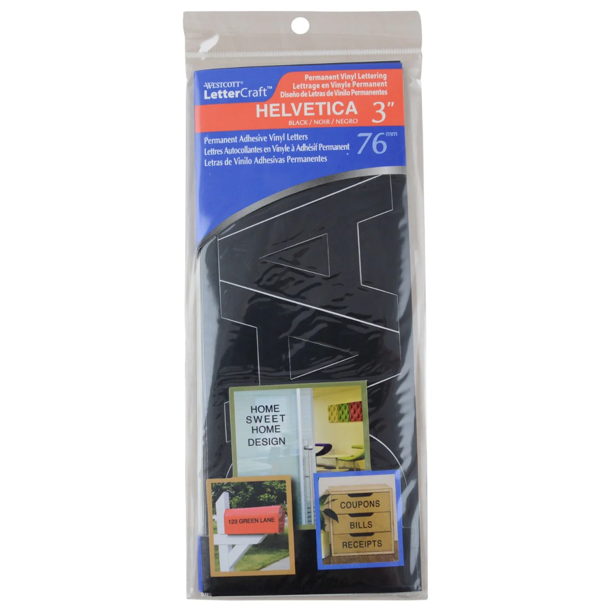 Westcott LetterCraft Permanent Vinyl Lettering Helvetica 3-Inch, Black (15853) - Image 2