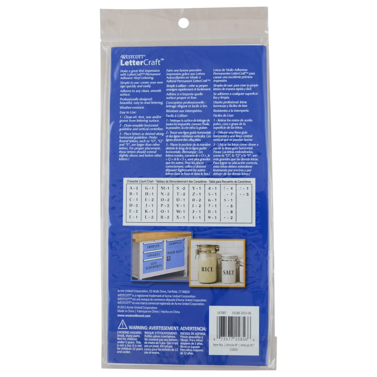 Westcott LetterCraft Permanent Vinyl Lettering Nueva 3-Inch, Black (15856) - Image 3