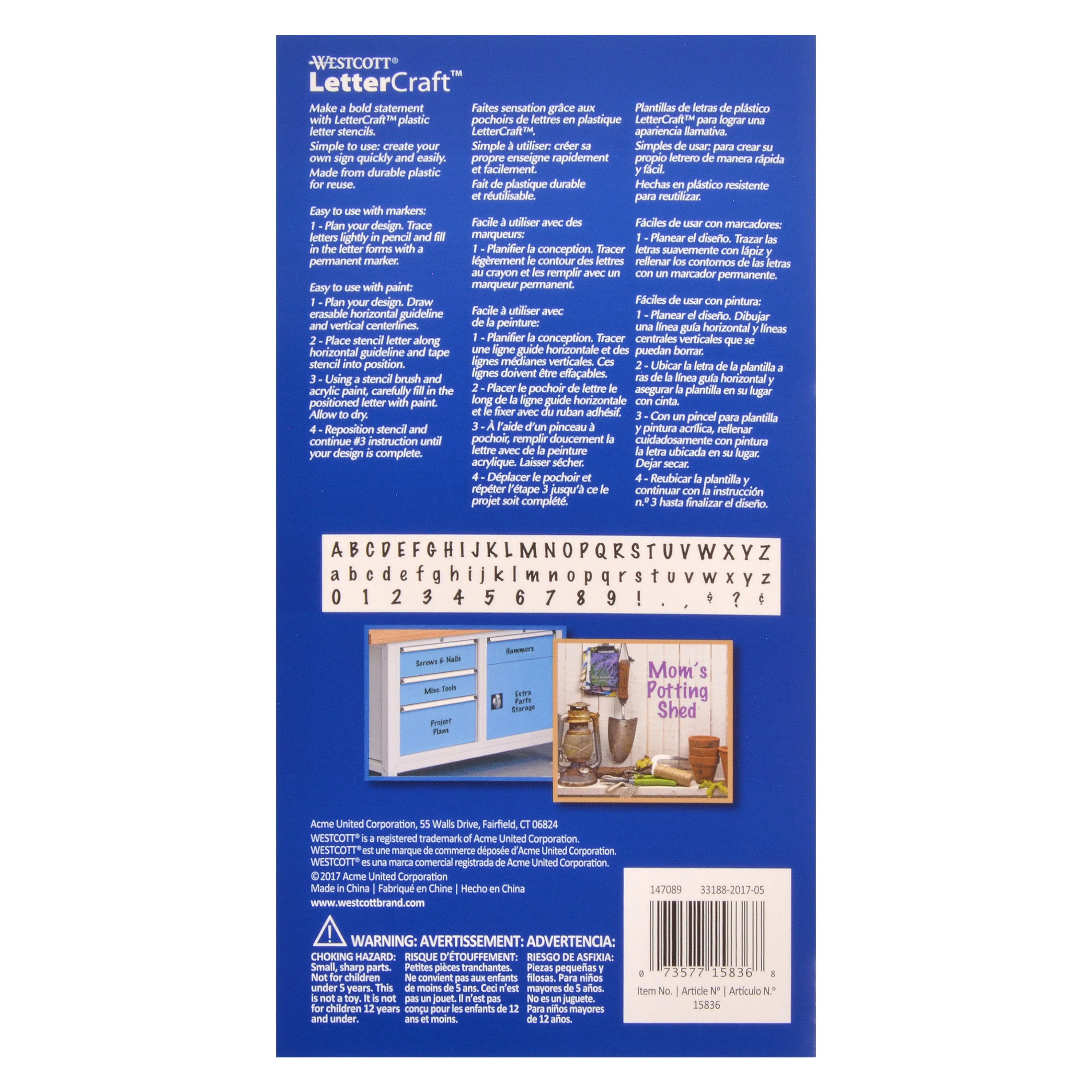 Westcott LetterCraft, Stencils 2" Letters and Numbers, Brush Font (15836) - Image 5