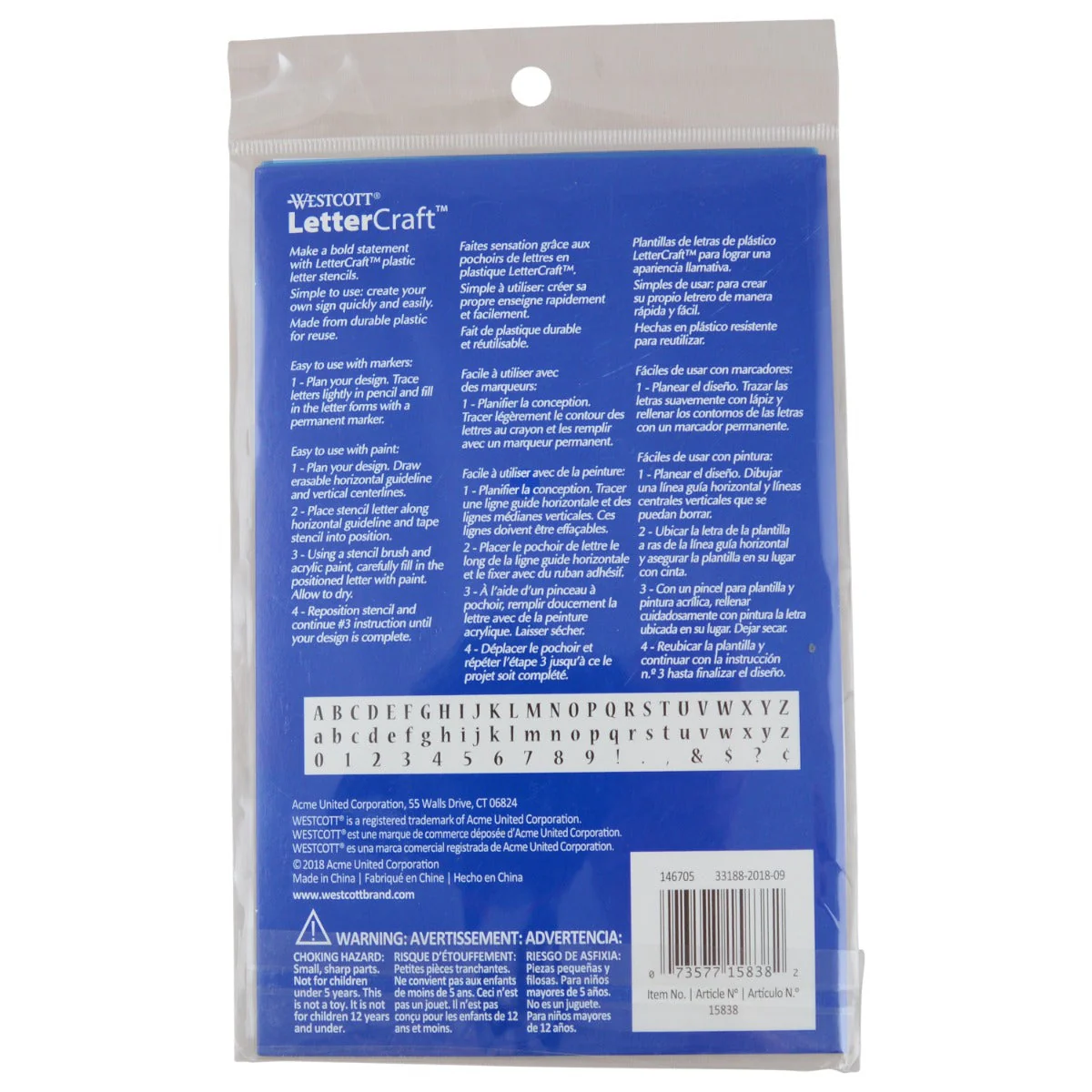 Westcott LetterCraft Stencils 3/4" Letters and Numbers, Nueva Font (15838) - Image 3