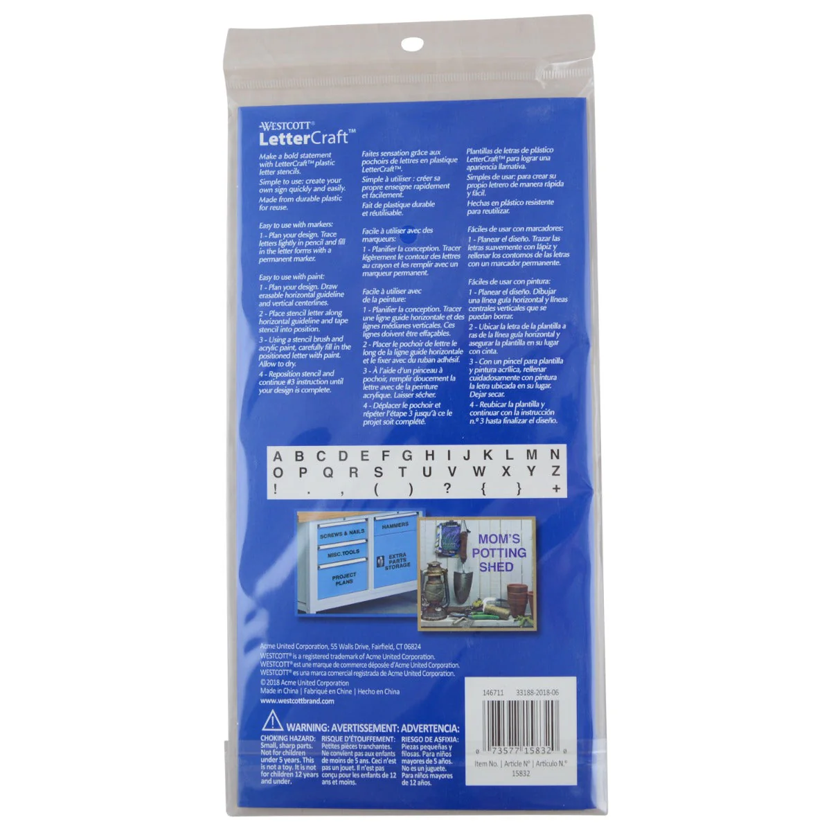 Westcott LetterCraft Stencils 3" Capital Letters, Helvetica Bold Font (15832) - Image 6