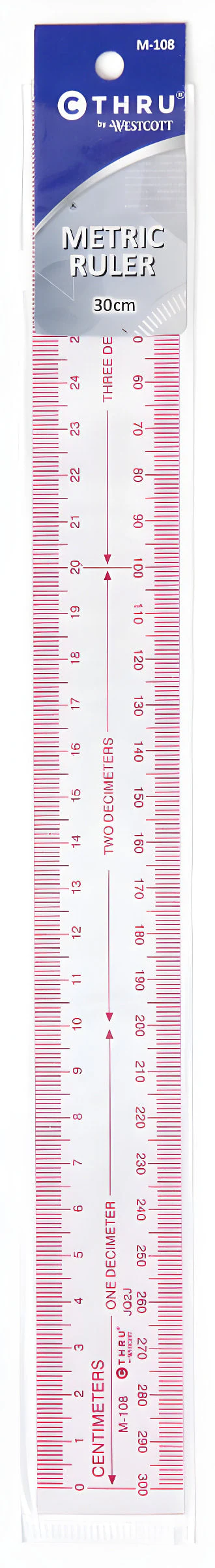 Westcott Metric Ruler, 30cm, Transparent (M-108) - Image 2