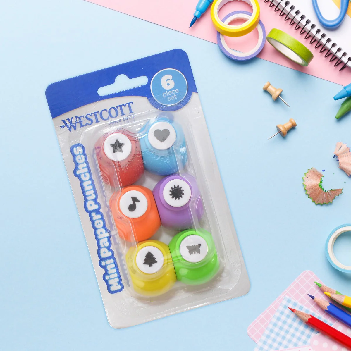 Westcott Mini Paper Punches, Set of 6 (17971) - Image 9