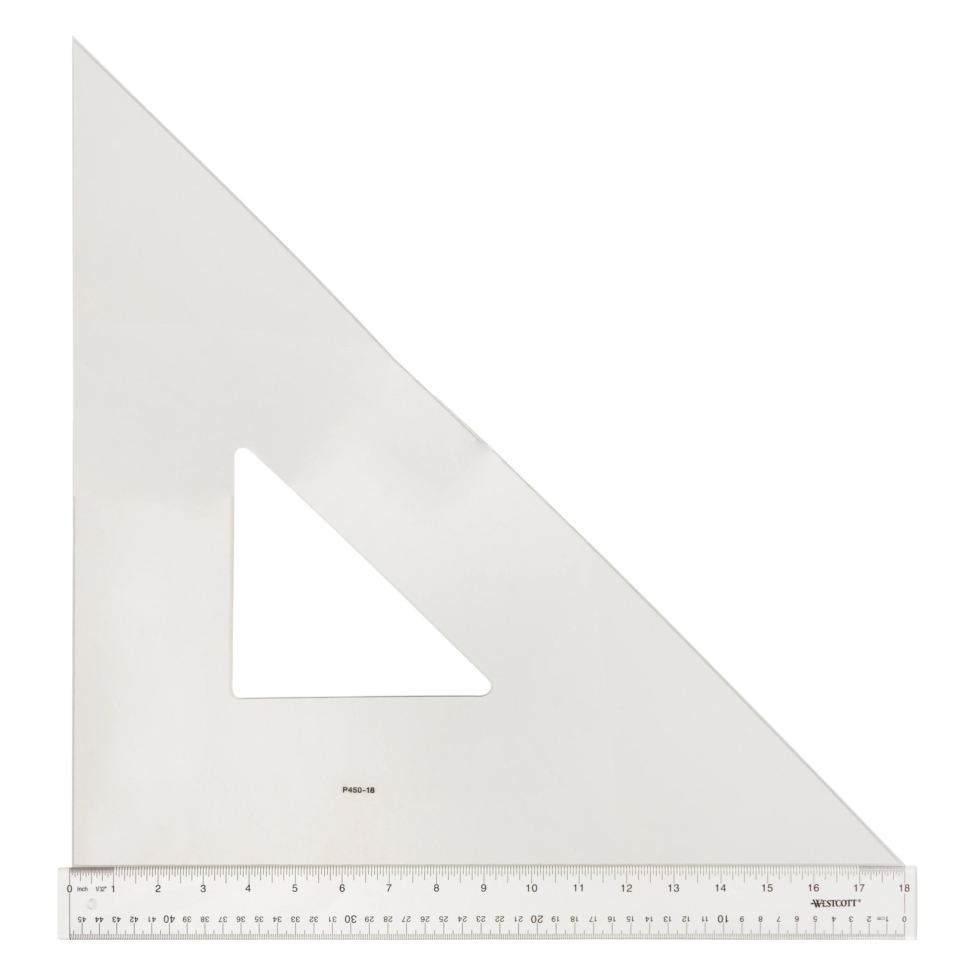 Westcott Professional Triangle, 18", 45/90 Degree, Transparent (P450-18)