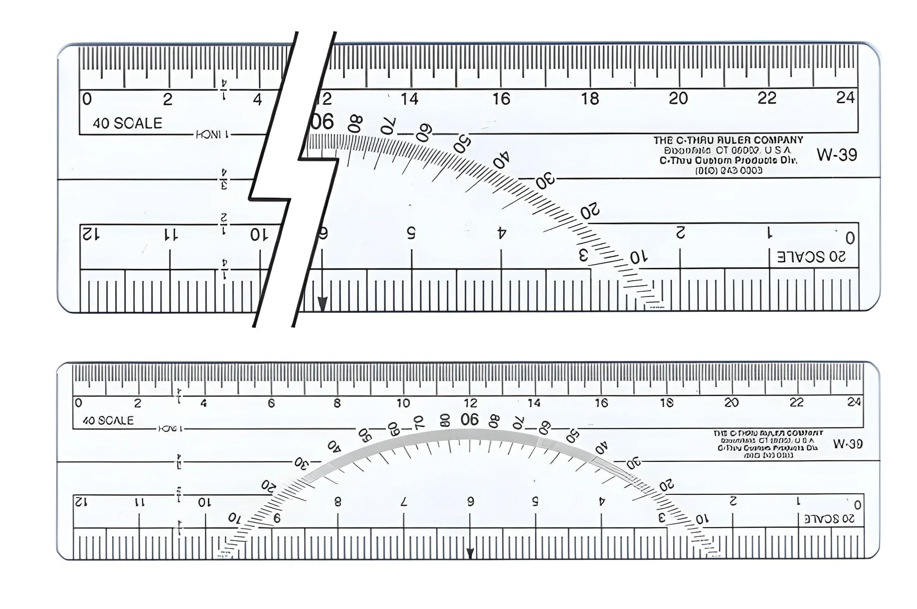 Westcott Protractor Ruler 6", 20ths, 40ths, Transparent (W-39) - Image 4