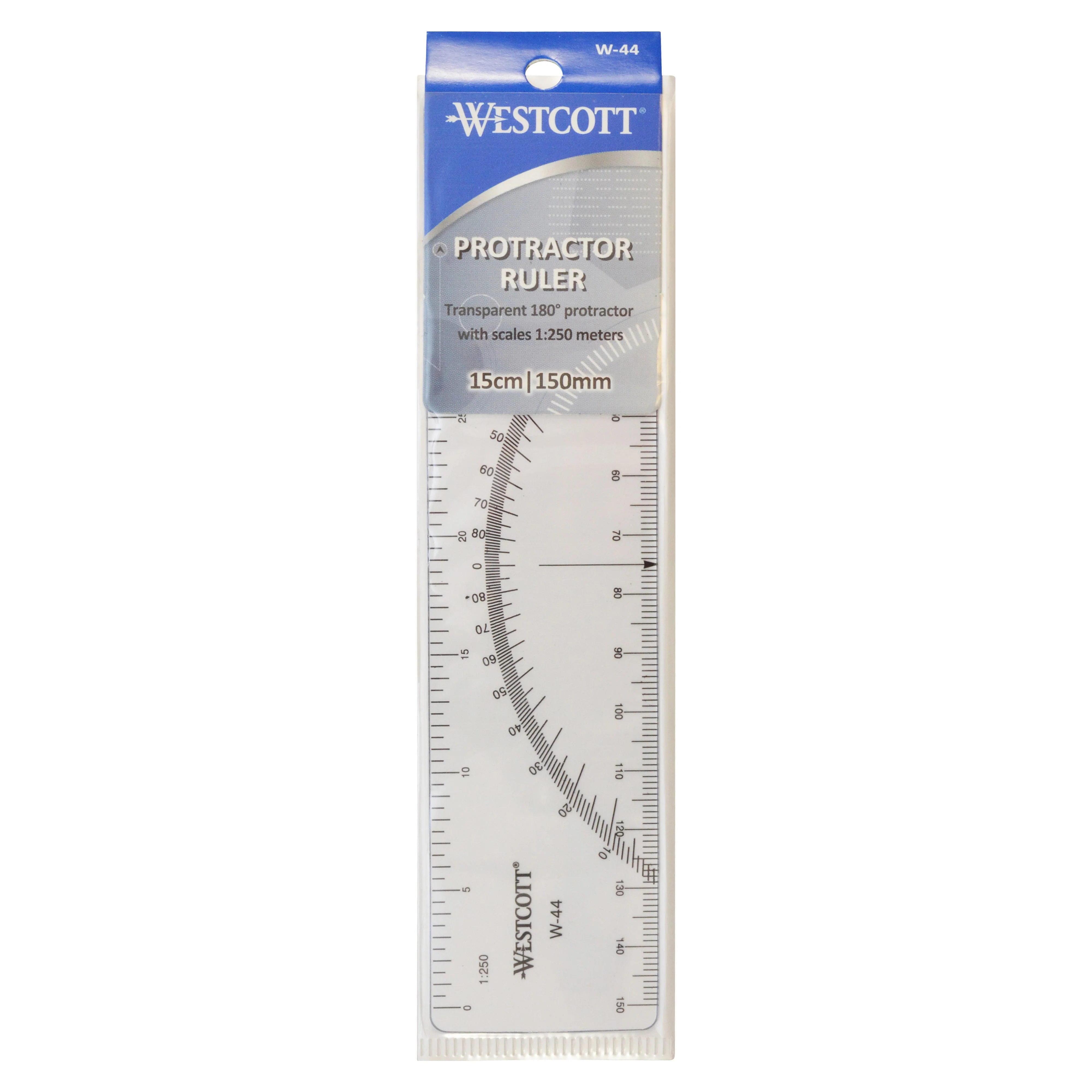 Westcott Protractor Ruler, 6", Transparent (W-44) - Image 3