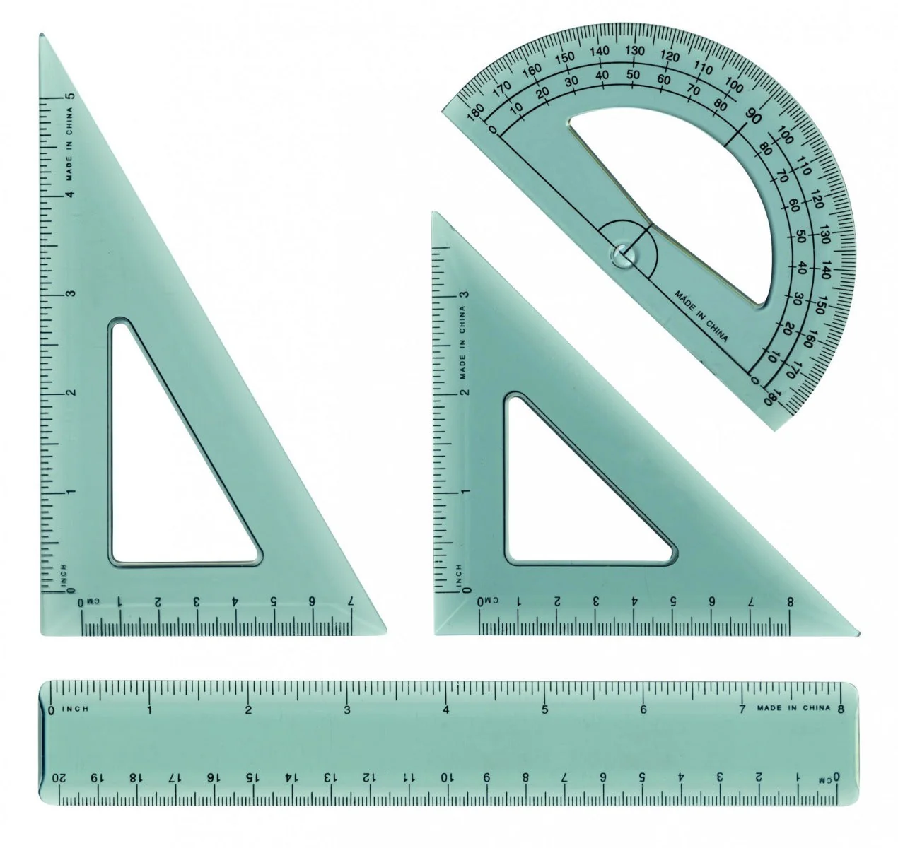 Westcott Ruler and Protractor Combo Set,", Metric, 8", 20cm (KT-2)
