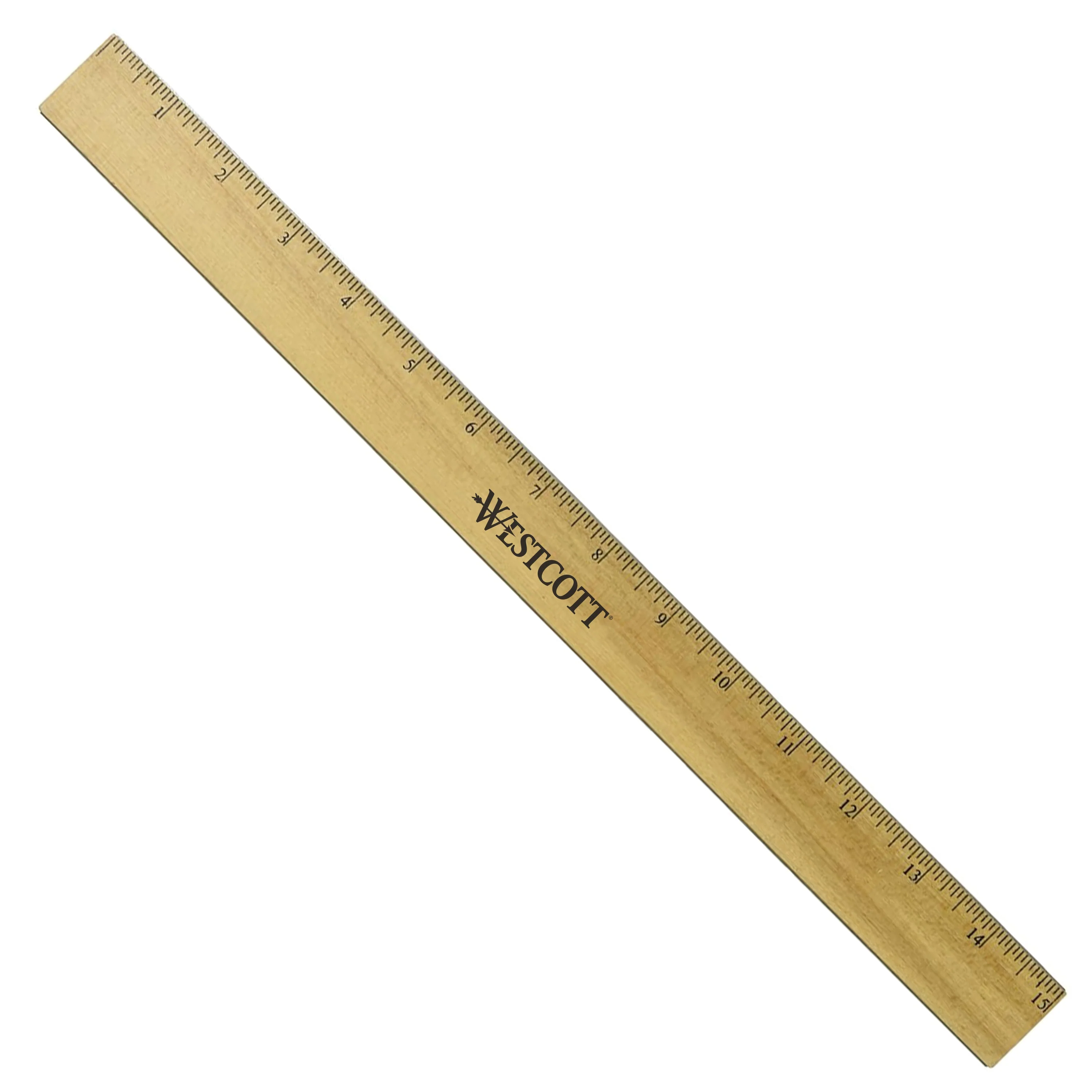 Westcott Ruler with Double Brass Edge, 16ths and Metric, 15-Inch (05225)