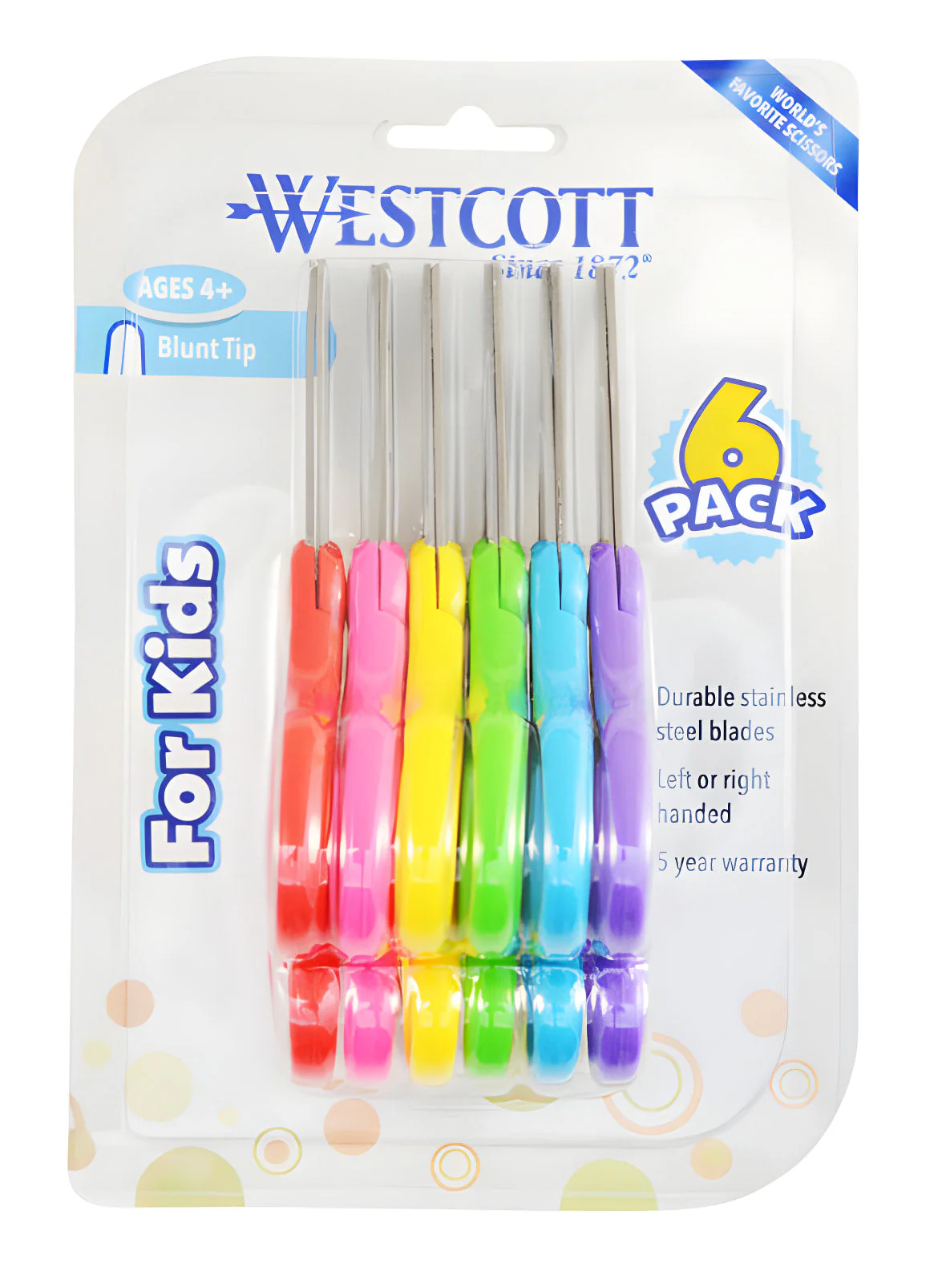 Westcott School Left and Right Handed Kids 5" Scissors, Blunt, 6 Pack (16454) - Image 6