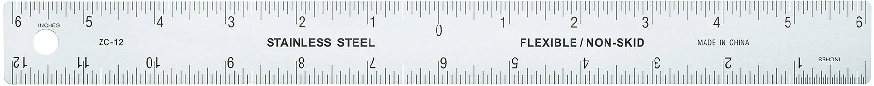 Westcott Stainless Steel Ruler, Zero Center, 12" (ZC-12)