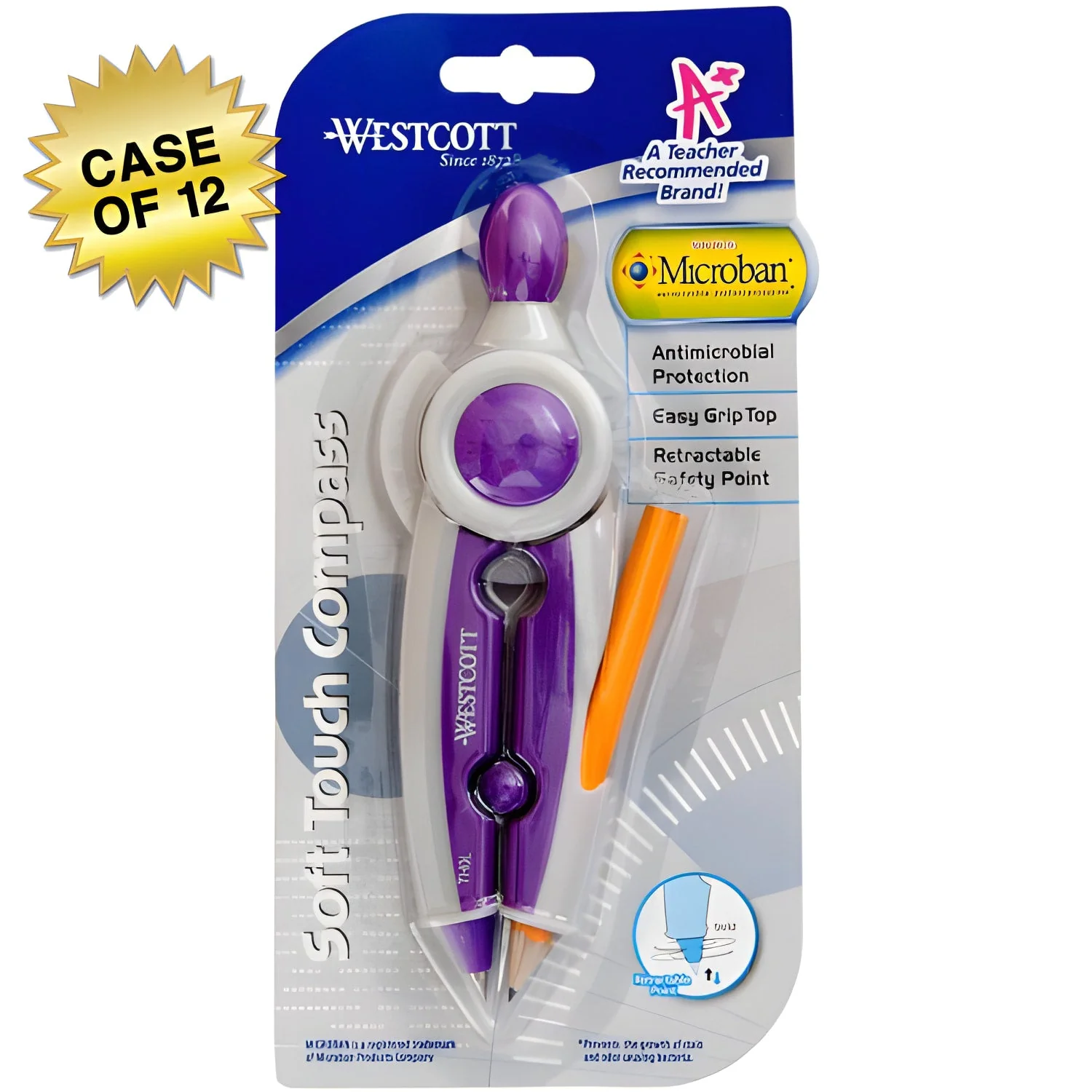 Westcott Student Soft Touch School Compass With Anti-Microbial Protection, Assorted Colors (14377) - Image 5