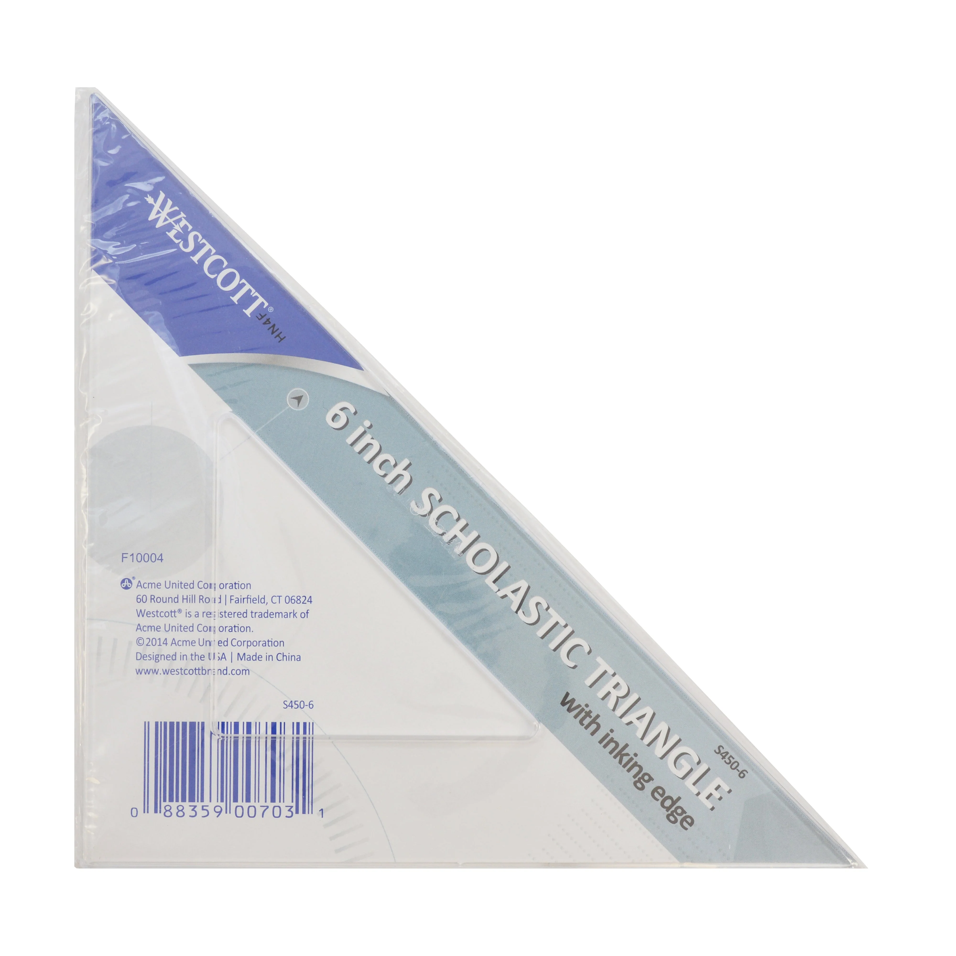 Westcott Styrene Triangle, 6", 45/90 Degree, Transparent (S450-6) - Image 2