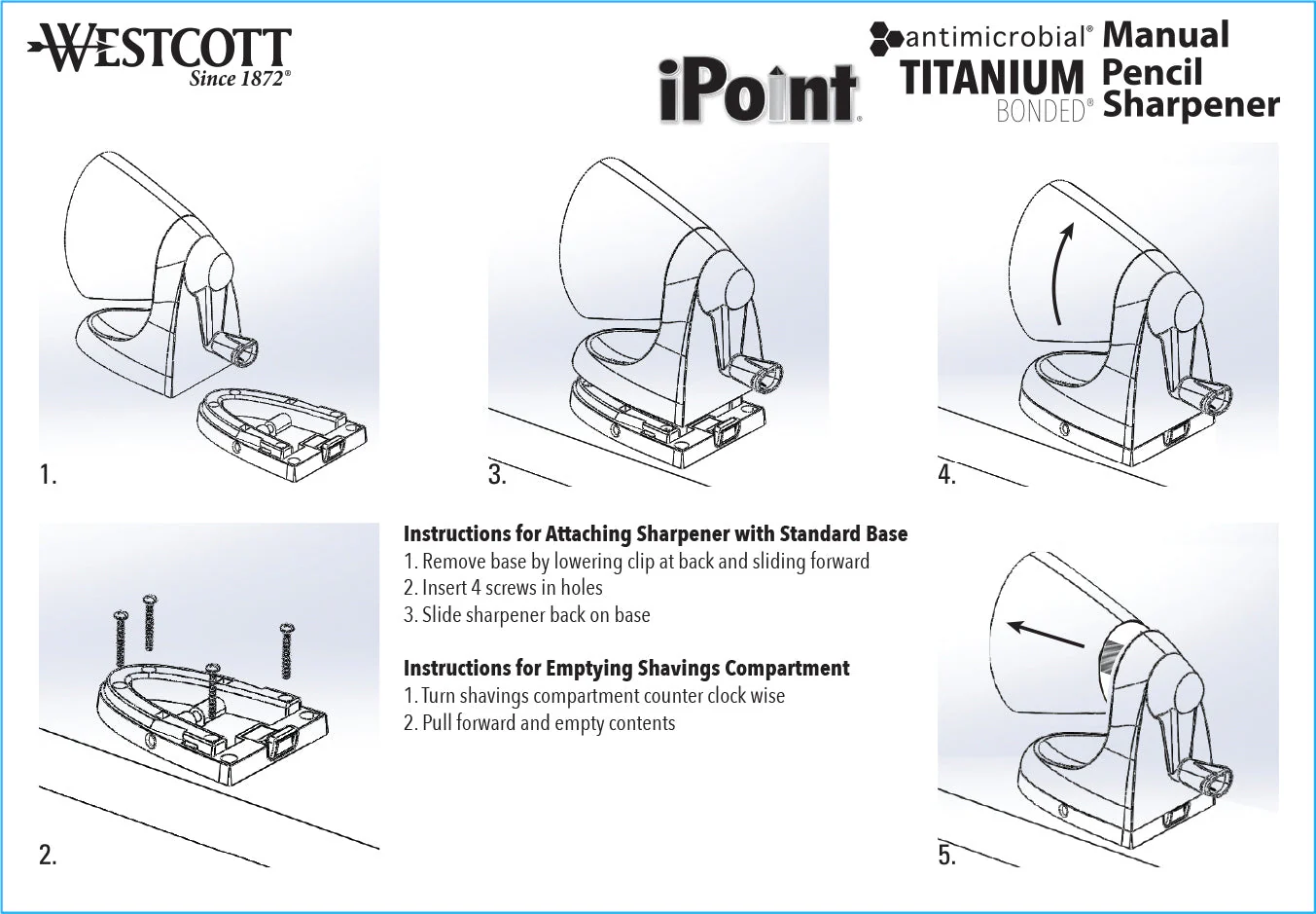 Westcott Titanium Bonded Hand Crank Pencil Sharpener (16549) - Image 6